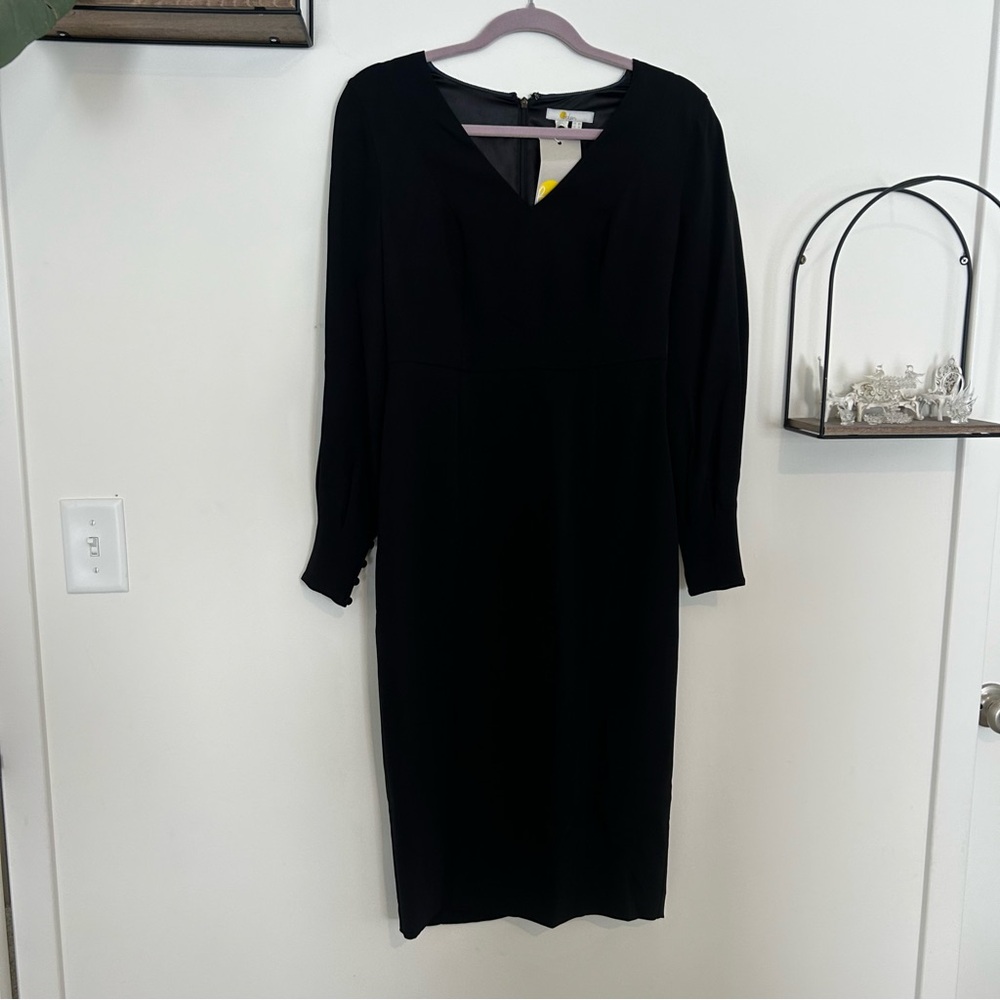 NWT Boden Black Long Sleeve V‎ Neck Mid Length Dress Size 4L